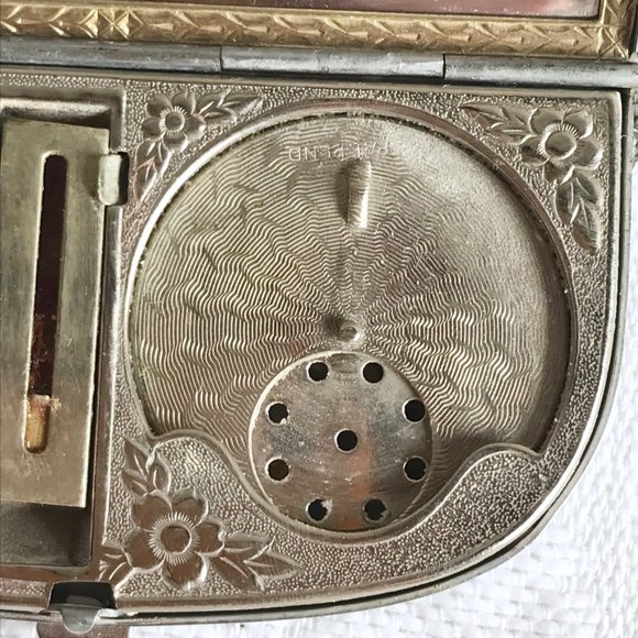 1920s Guilloche Enamel Silver Tone Compact - Picture 7 of 12